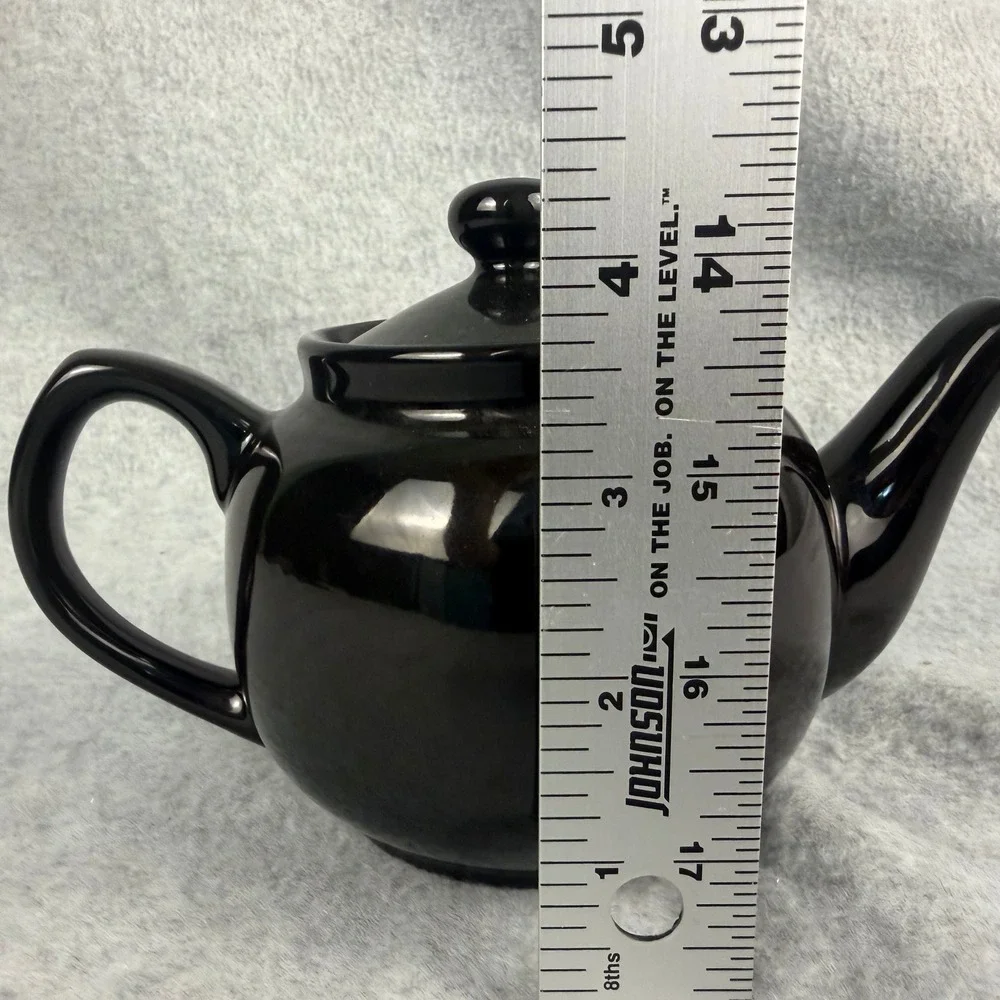 Old Amsterdam Porcelain Works 2 cup Teapot Black Glossy Ceramic Tea Pot Modern